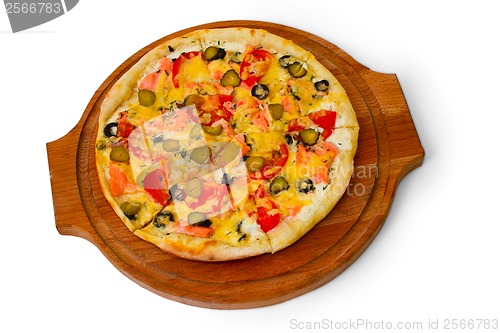 Image of pizza isolated white cucumber food cheese italian a tomato meal