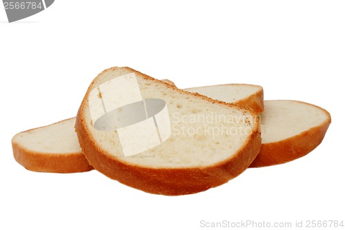 Image of loaf pieces bread isolated on white background (clipping path)