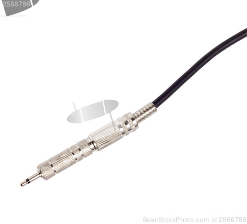 Image of jack macro of audio cable isolated on white background