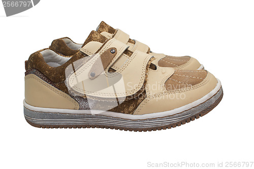 Image of isolated shoes white shoe two child pair new baby boy small foot