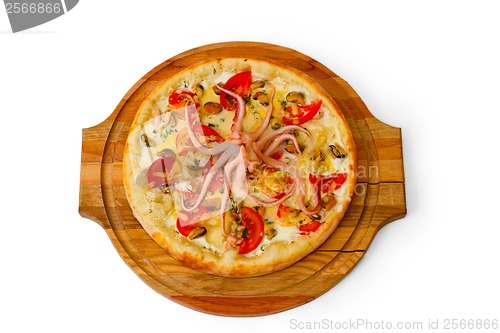 Image of pizza isolated white a octopus cheese food italian tomato meal f