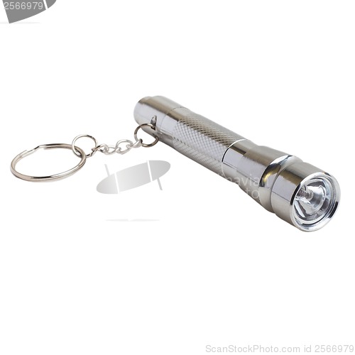 Image of flashlight silver torch isolated on white background clipping pa