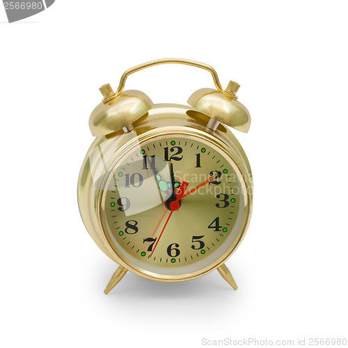 Image of alarm clock gold isolated