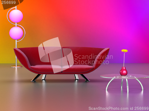 Image of Modern red couch