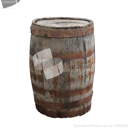 Image of old barrel is isolated on a white background