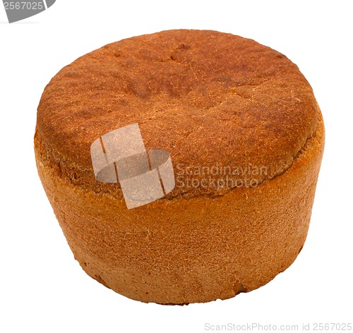 Image of black bread round Russian isolated on white background clipping