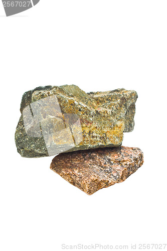 Image of stone isolated white natural background rock granite solid bould