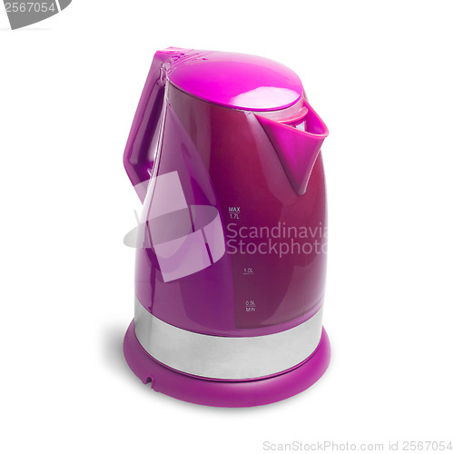 Image of Electric kettle isolated purple on white background