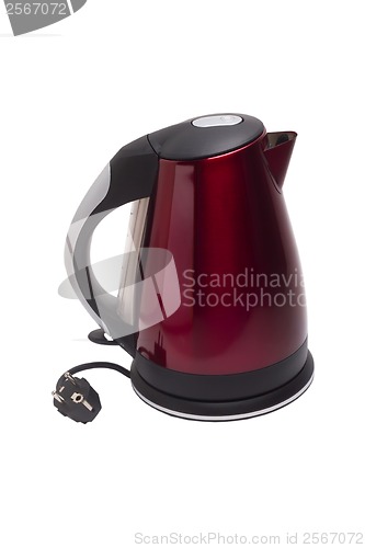 Image of red kettle electric isolated white background clipping path