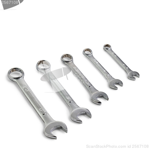 Image of spanners with shadow isolated on white background