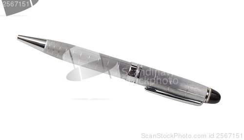 Image of silver ballpoint pen gift isolated on a white background clippin
