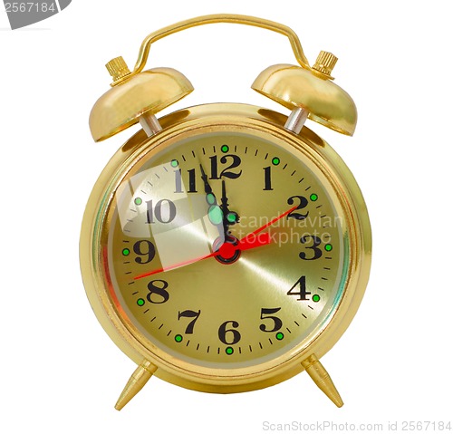 Image of clock gold alarm isolated (clipping path)