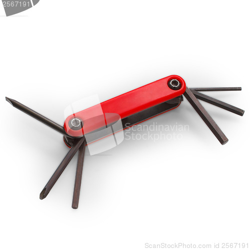 Image of red pocket knife penknife isolated on white background