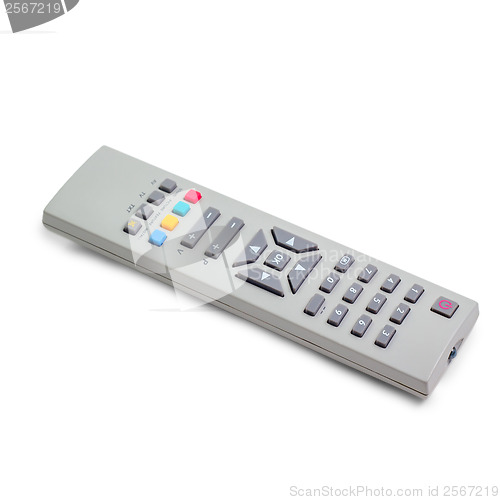 Image of tv silver remote control isolated white background