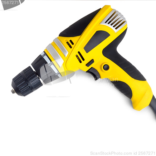 Image of drill tool yellow isolated on white