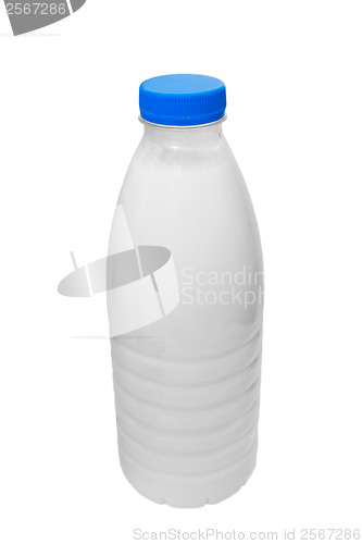 Image of milk blue plastic bottle isolated (clipping path)