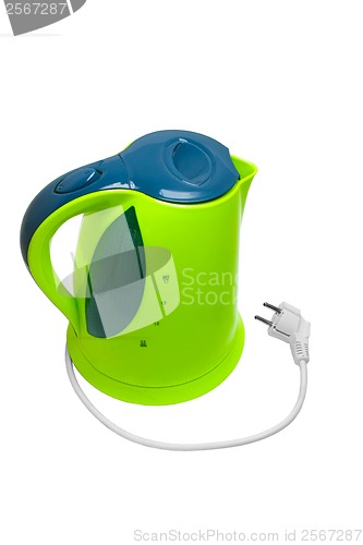 Image of green kettle tea isolated on white background (clipping path)