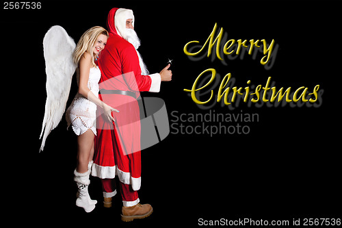 Image of Santa Claus man and woman angel