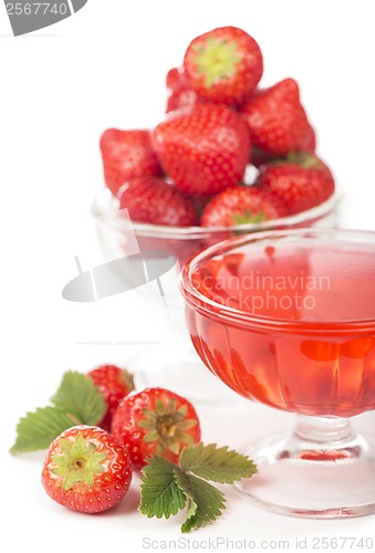 Image of bowl with strawberries and jelly