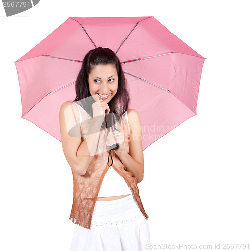 Image of Woman with pink umbrella