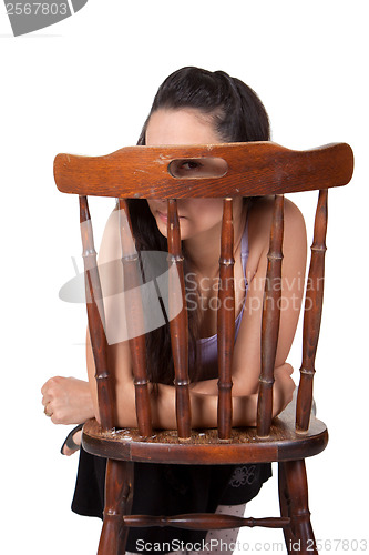 Image of Woman with chair