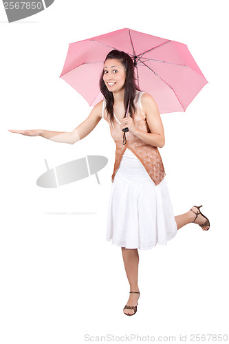 Image of Woman with pink umbrella