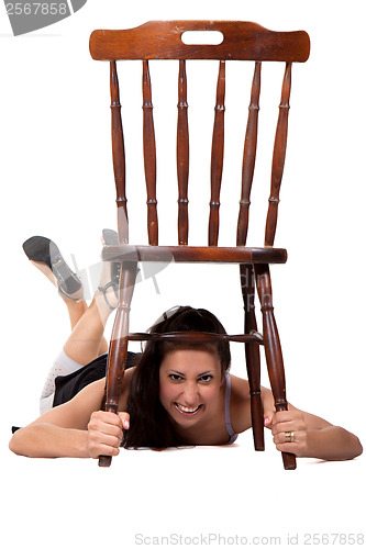 Image of Woman with chair