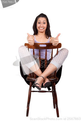 Image of Woman with chair