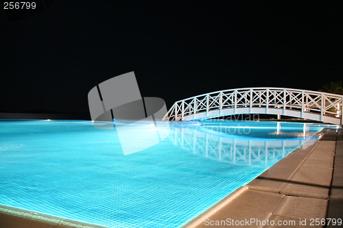 Image of pool hotel at night