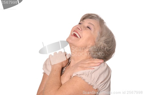 Image of Elderly woman on white background