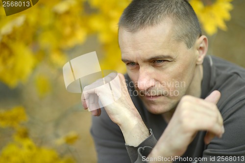 Image of Attractive man in autumn