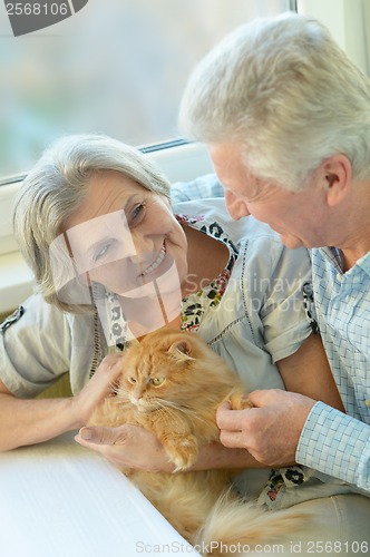 Image of Happy elderly couple at home