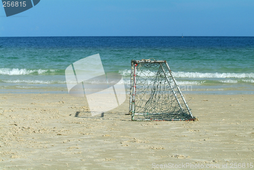 Image of Empty goal on the beach