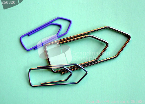 Image of Purple clip among metal clips