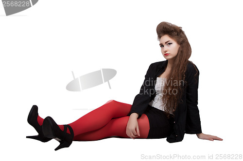 Image of Teenage girl in black and red clothes