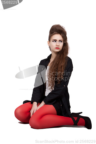 Image of Teenage girl in black and red clothes