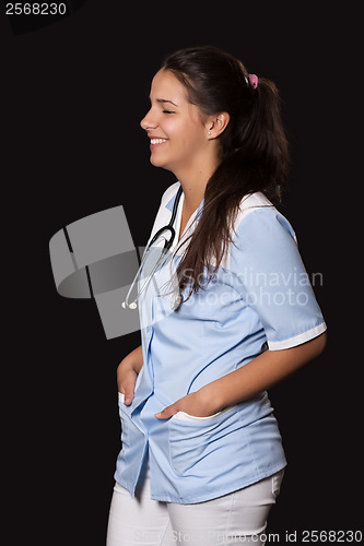 Image of Young female doctor with stethoscope