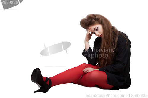 Image of Teenage girl in black and red clothes