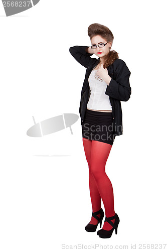 Image of Teenage girl in black and red clothes