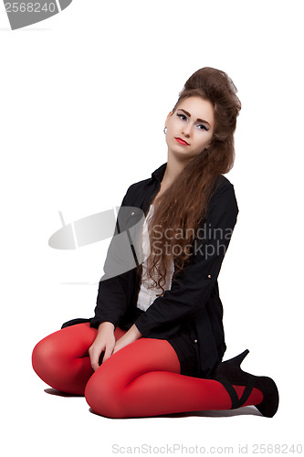 Image of Teenage girl in black and red clothes