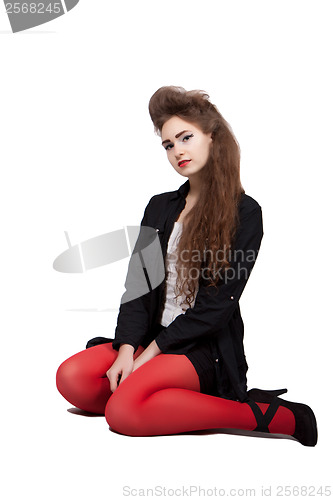 Image of Teenage girl in black and red clothes
