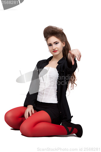 Image of Teenage girl in black and red clothes