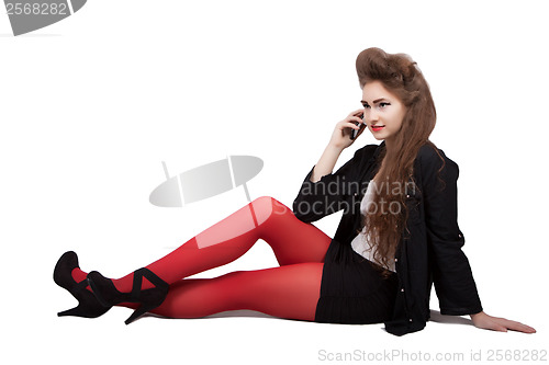 Image of Teenage girl in black and red clothes