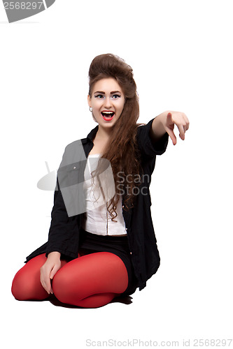 Image of Teenage girl in black and red clothes