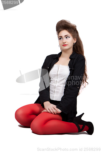 Image of Teenage girl in black and red clothes