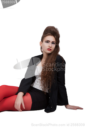 Image of Teenage girl in black and red clothes