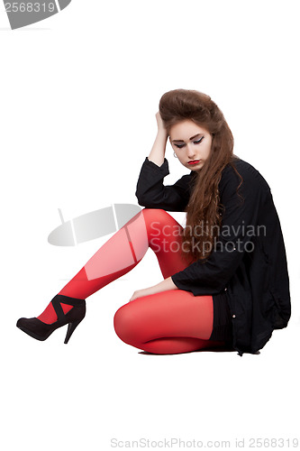 Image of Teenage girl in black and red clothes