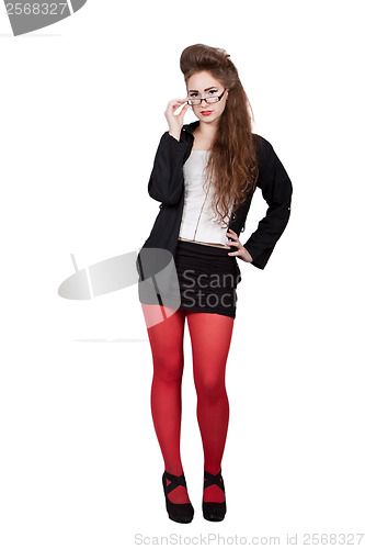 Image of Teenage girl in black and red clothes