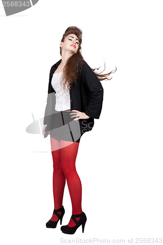 Image of Teenage girl in black and red clothes