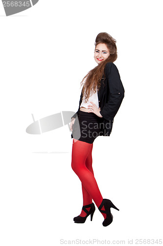 Image of Teenage girl in black and red clothes